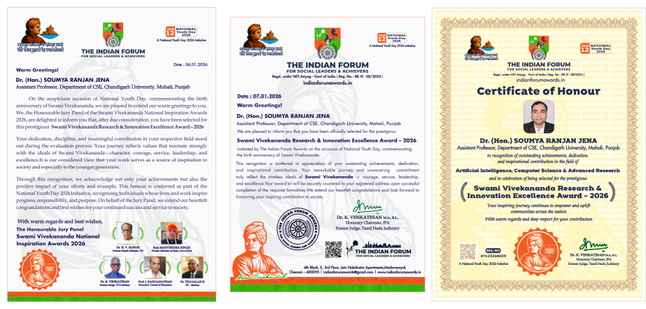 Jury Appreciation Wishing Letter Dr. Hon. SOUMYA RANJAN JENA