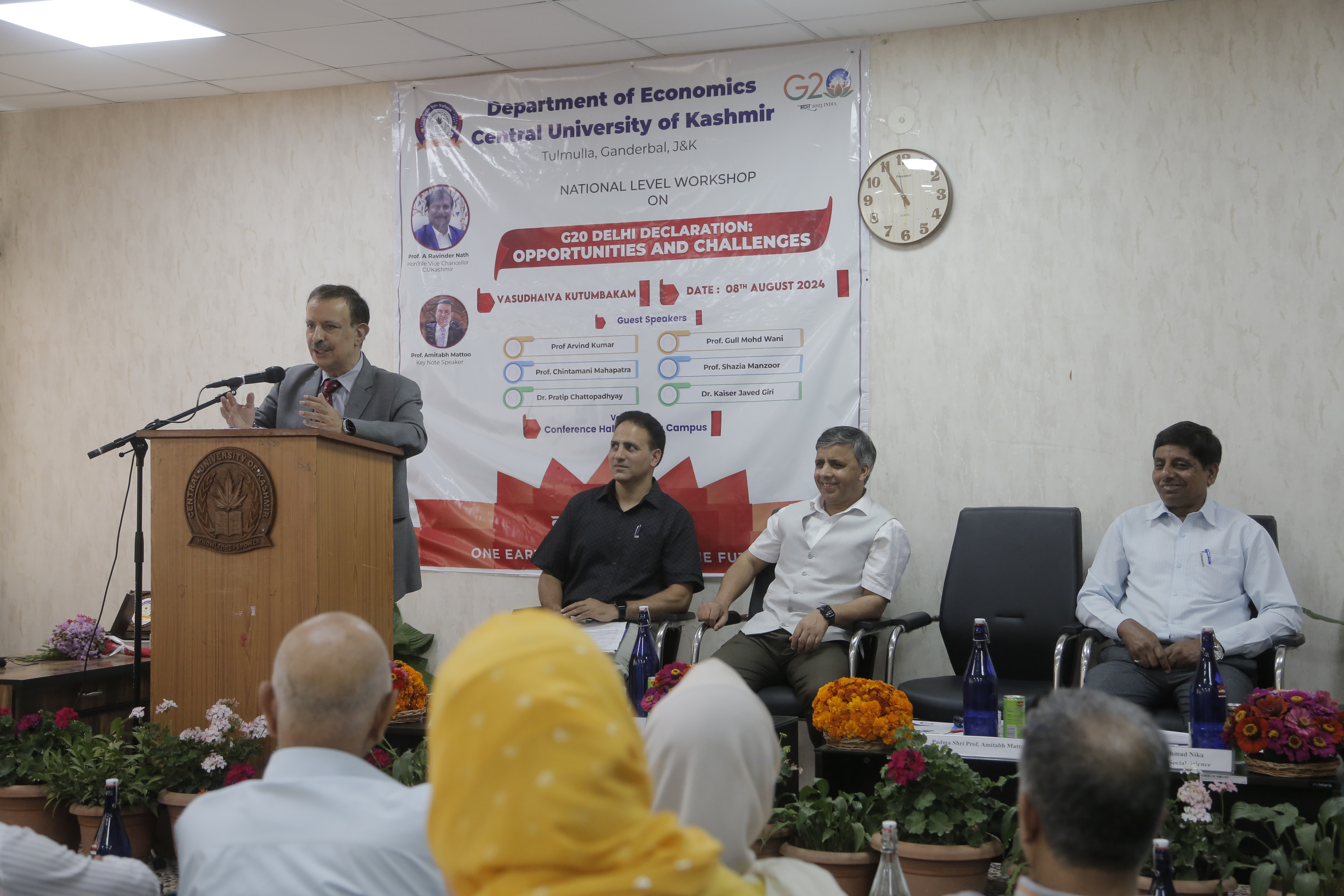 Dean and Professor, School of International Studies, Jawaharlal Nehru University, and recipient of Padma Shri Award, Prof. Amitabh Mattoo workshop on ‘G-20 Delhi Declaration: Opportunities and Challenges’ at Central University of Kashmir.